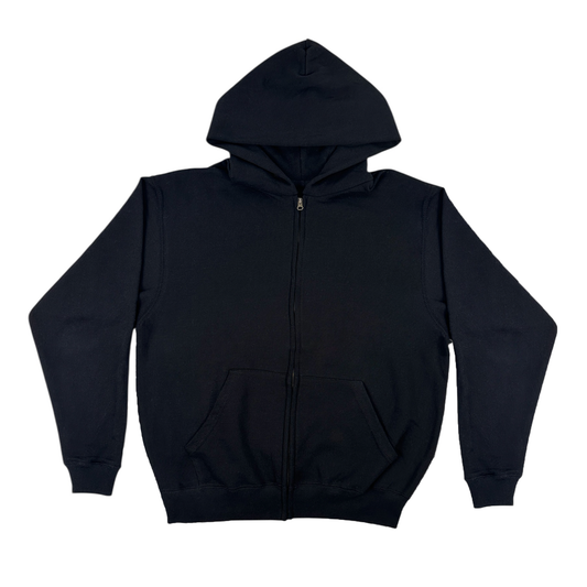 BLACK COTTON ZIP UP