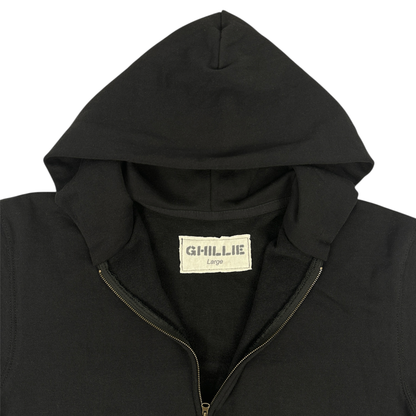 BLACK COTTON ZIP UP