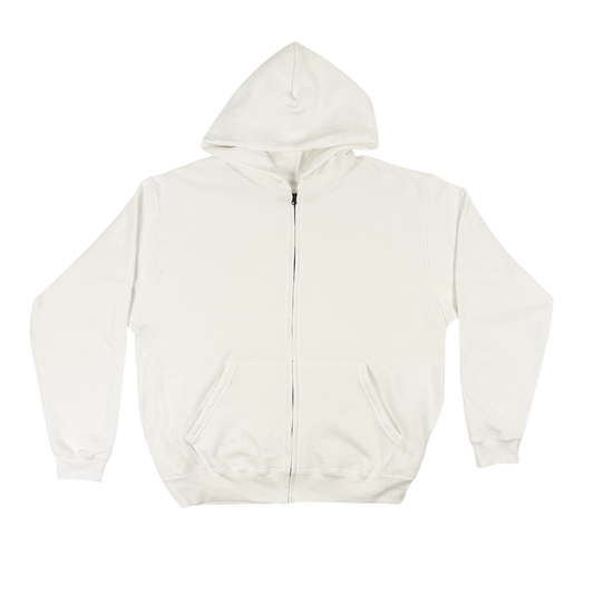 WHITE COTTON ZIP UP
